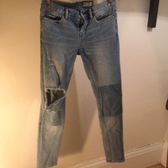 All Saints Blue Ripped Jeans 26 Biker Vintage - Picture 1 of 4